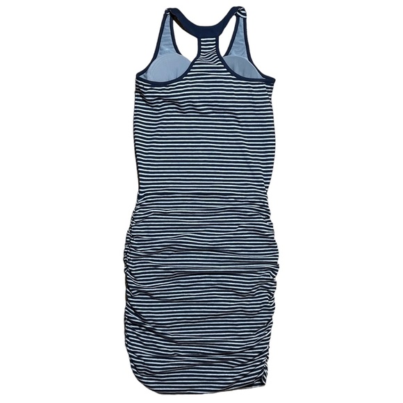 Athleta Ember Pima Cotton Striped Ruched Dress Sz MT(Medium Tall) - Picture 2 of 16